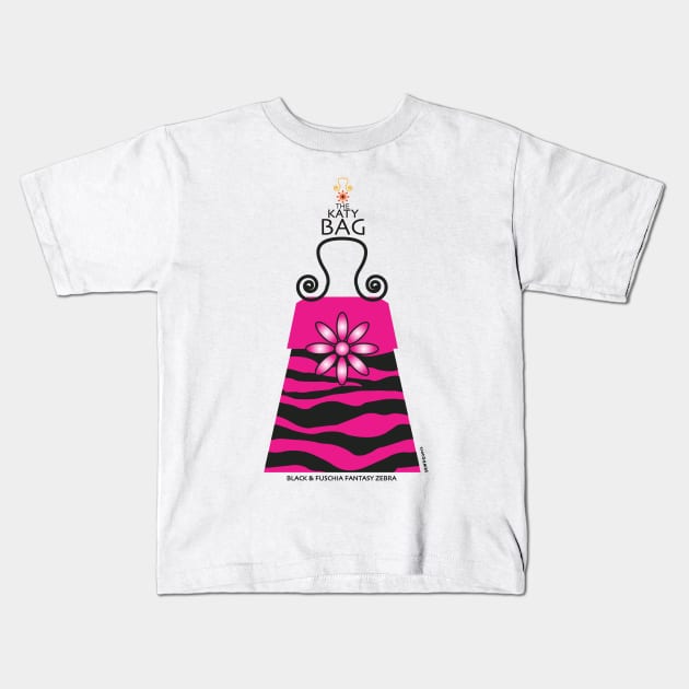 The Katy Bag / Black & Fuchsia Fantasy Zebra Kids T-Shirt by srwdesign